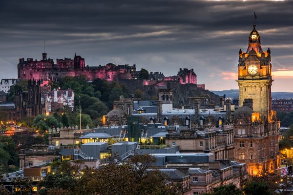 View of Edinburgh castle at night