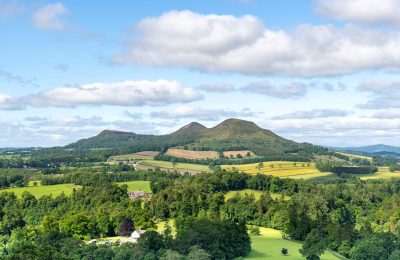 View of the Eildon Hills, near which the largest Roman fort in the north of the Roman empire was situated